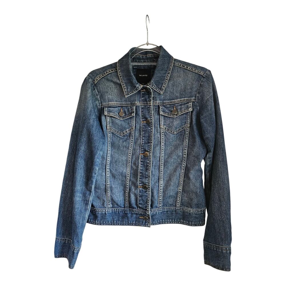 The Limited Womens SM Medium Wash Denim Jean Jacket Trucker Flap Chest Pockets